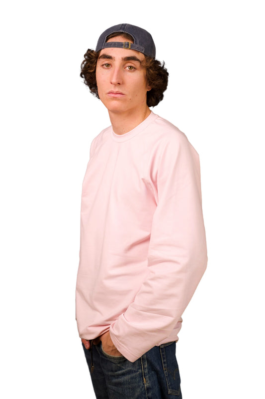 T-SHIRT "RAGLAN" MANICA LUNGA ROSA COTONE JERSEY FELPINA