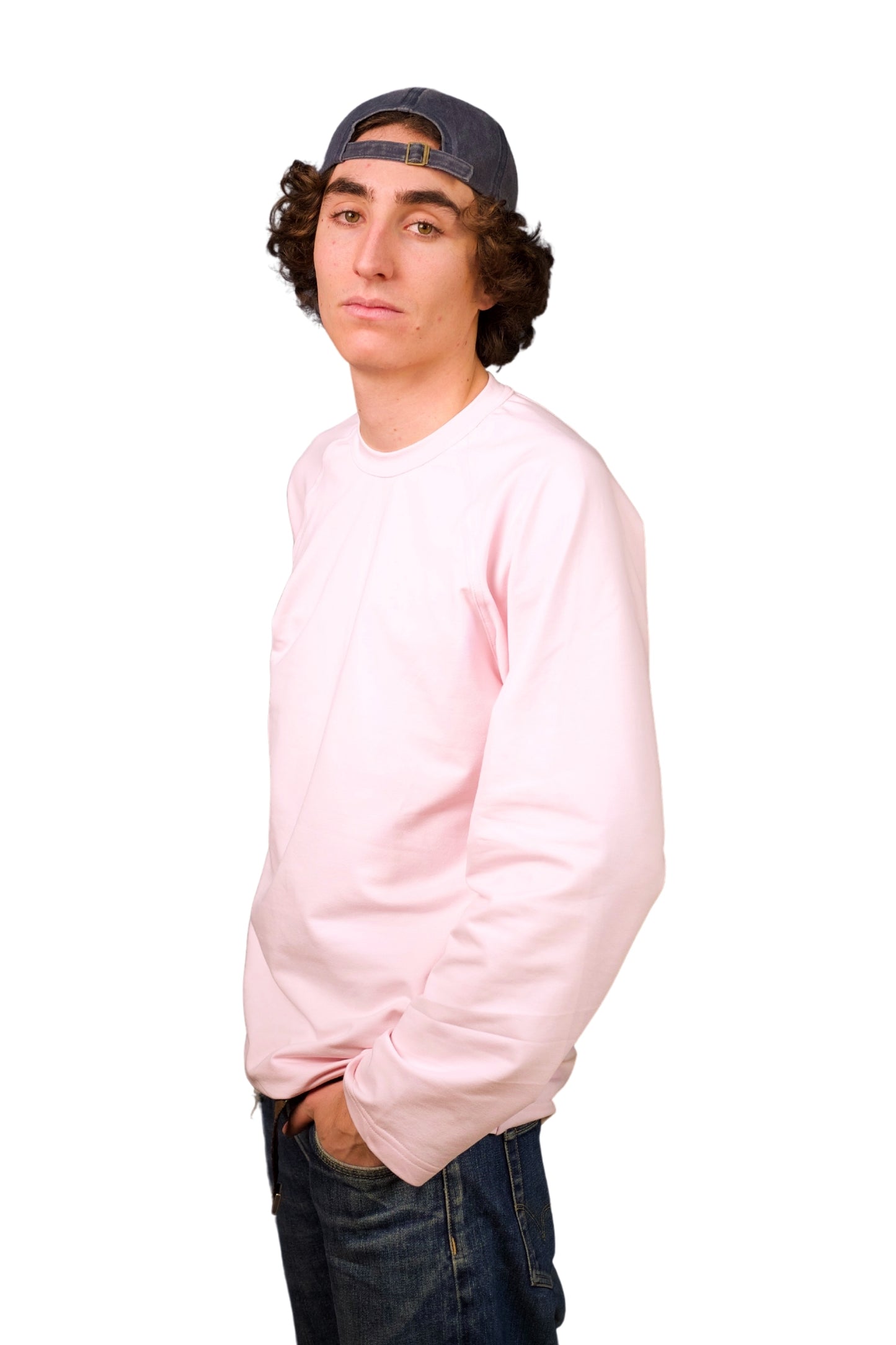 PINK COTTON JERSEY FLEECE LONG SLEEVE “RAGLAN” T-SHIRT