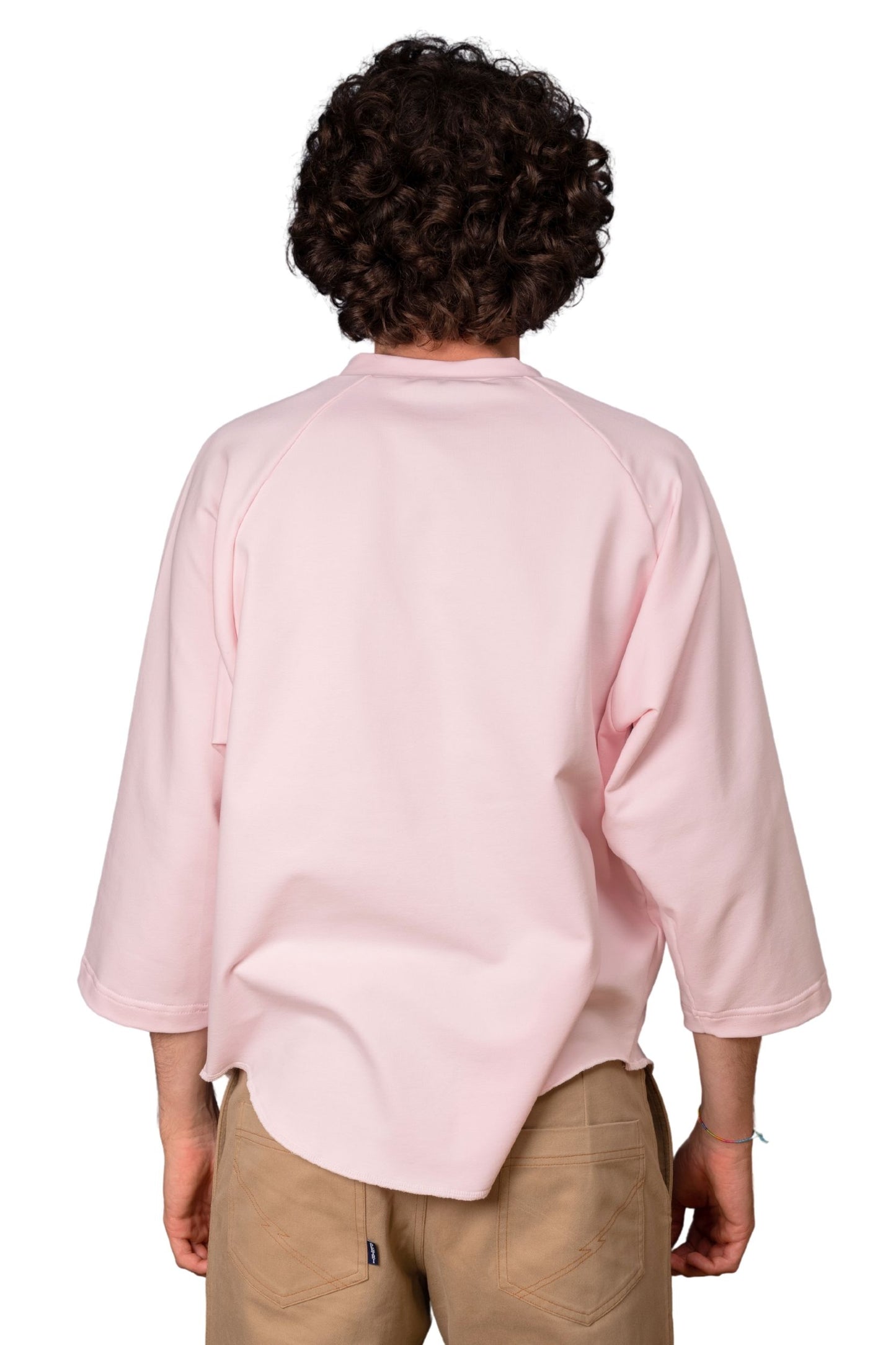 T-SHIRT "RAGLAN" ROSA COTONE JERSEY FELPATO