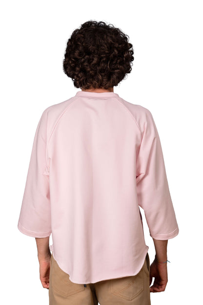 T-SHIRT "RAGLAN" ROSA COTONE JERSEY FELPATO