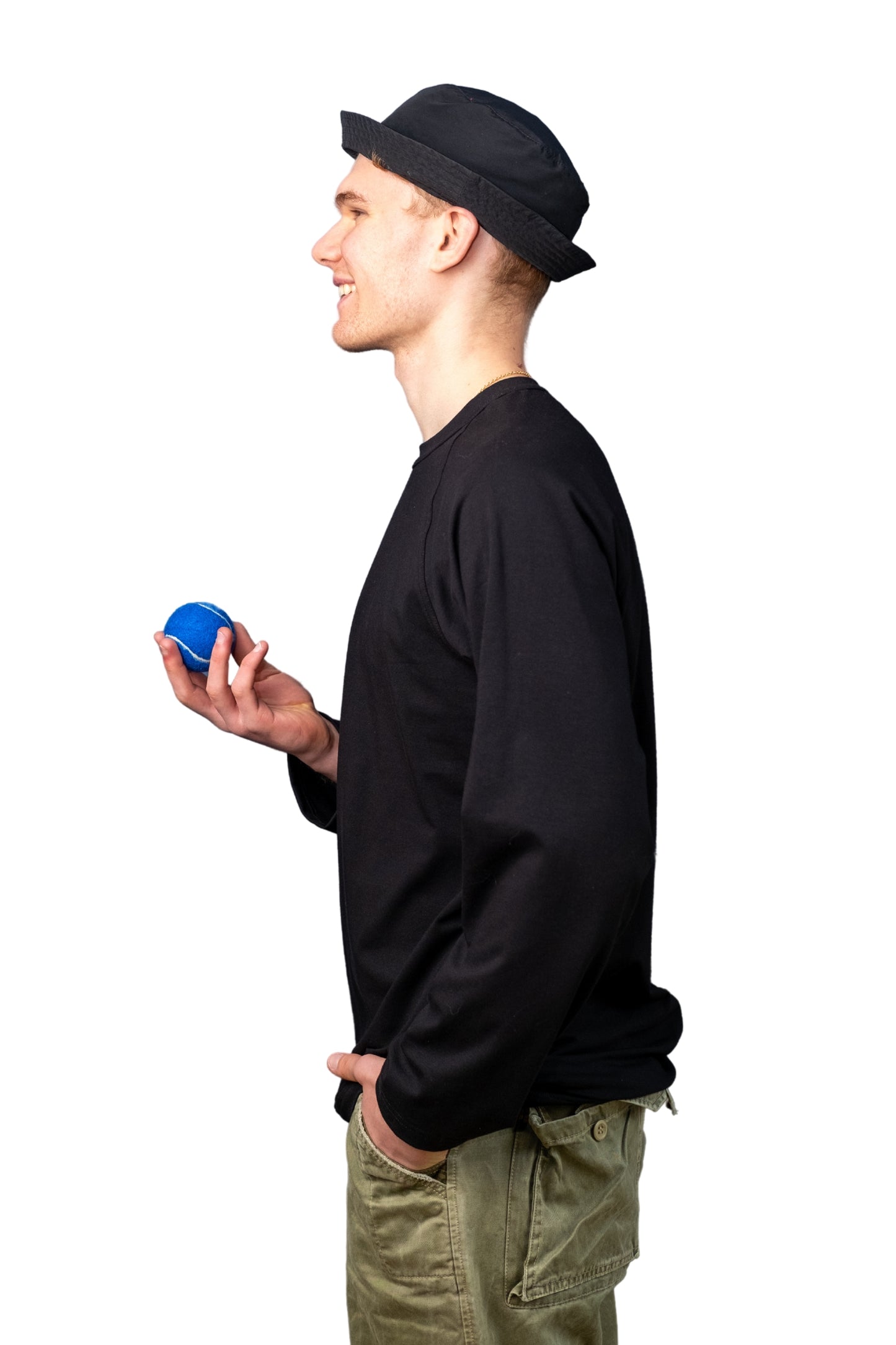 BLACK COTTON JERSEY LONG SLEEVE “RAGLAN” T-SHIRT