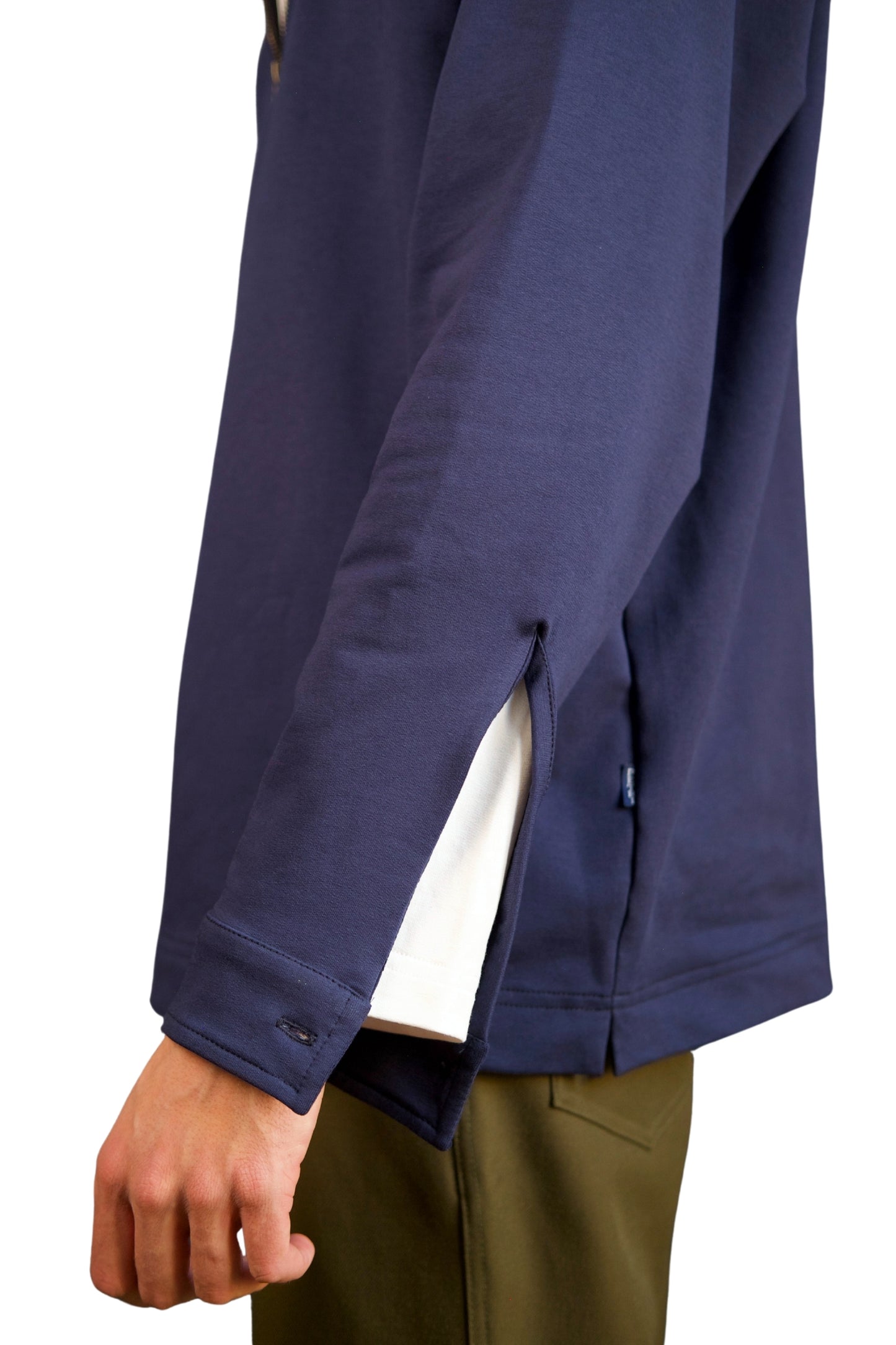 “OPEN” - BLUE COTTON JERSEY SWEATSHIRT CASUAL POLO SHIRT