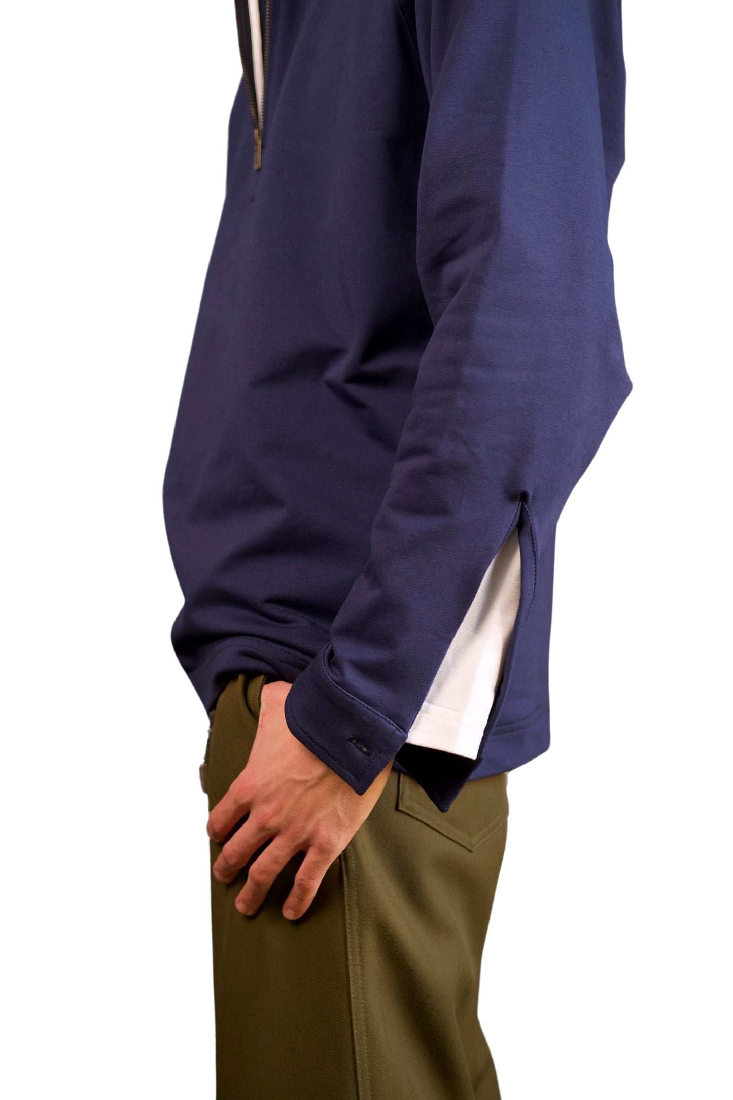 “OPEN” - BLUE COTTON JERSEY SWEATSHIRT CASUAL POLO SHIRT