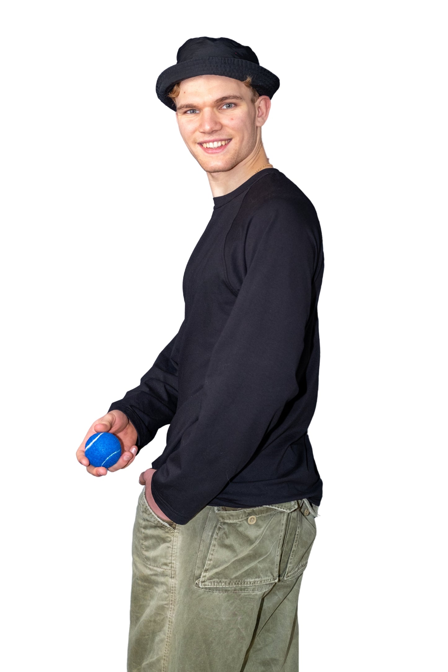 BLACK COTTON JERSEY LONG SLEEVE “RAGLAN” T-SHIRT