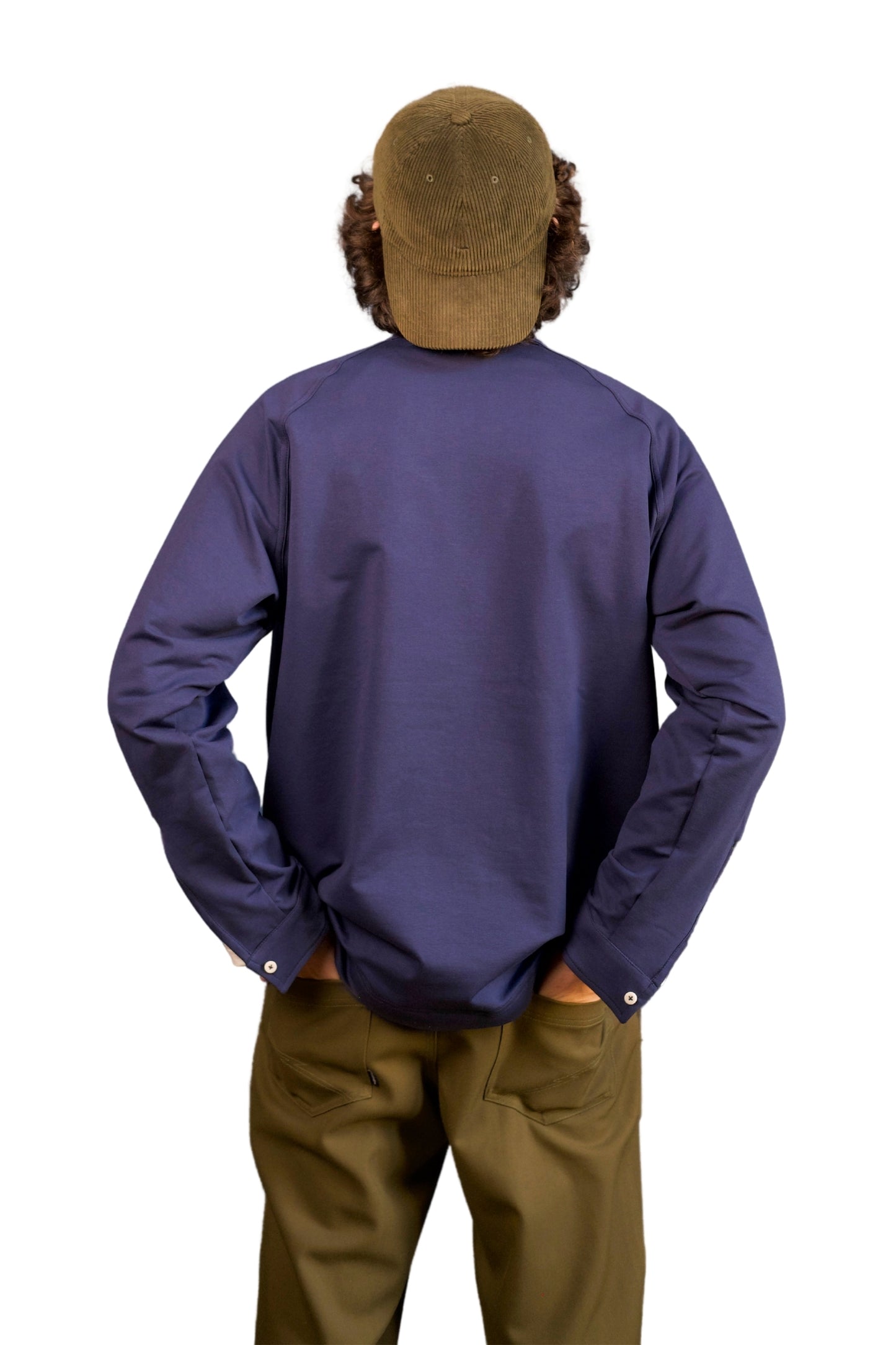 “OPEN” - BLUE COTTON JERSEY SWEATSHIRT CASUAL POLO SHIRT