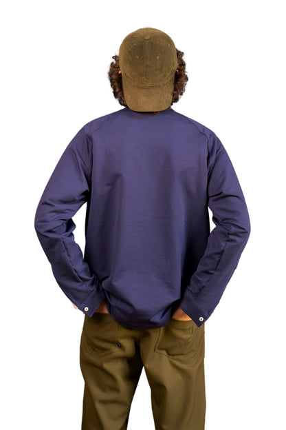 “OPEN” - BLUE COTTON JERSEY SWEATSHIRT CASUAL POLO SHIRT