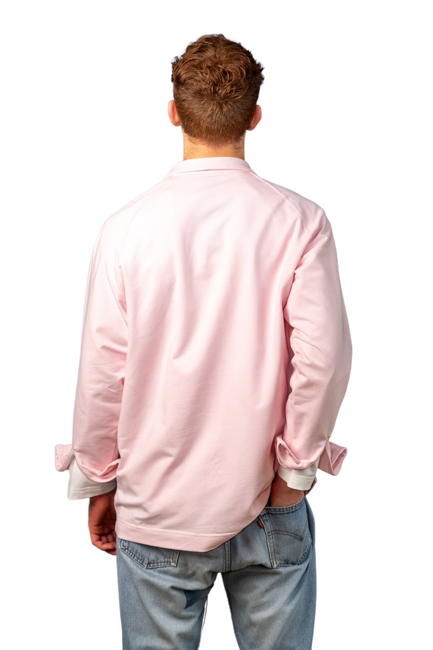 “OPEN” - PINK COTTON JERSEY SWEATSHIRT CASUAL POLO SHIRT