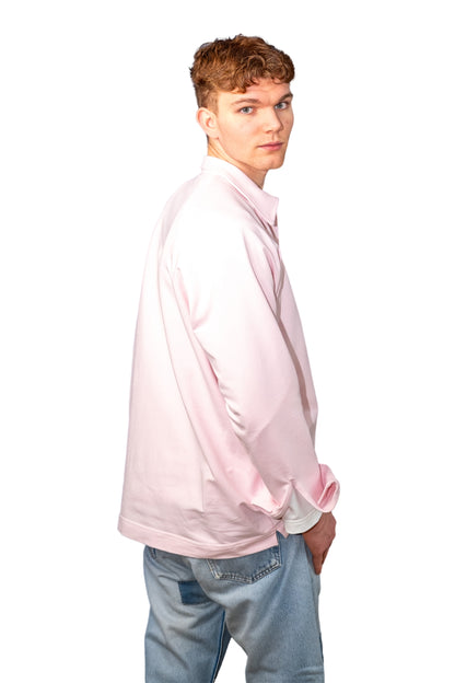 “OPEN” - PINK COTTON JERSEY SWEATSHIRT CASUAL POLO SHIRT