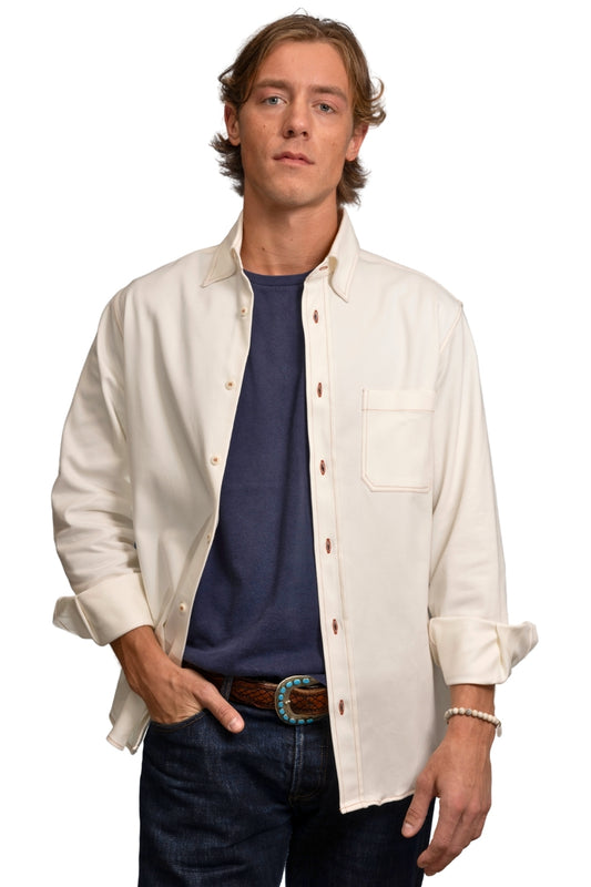 "JOHNNY" - OVERSHIRT CASUAL IN COTONE TWILL VELLUTATO