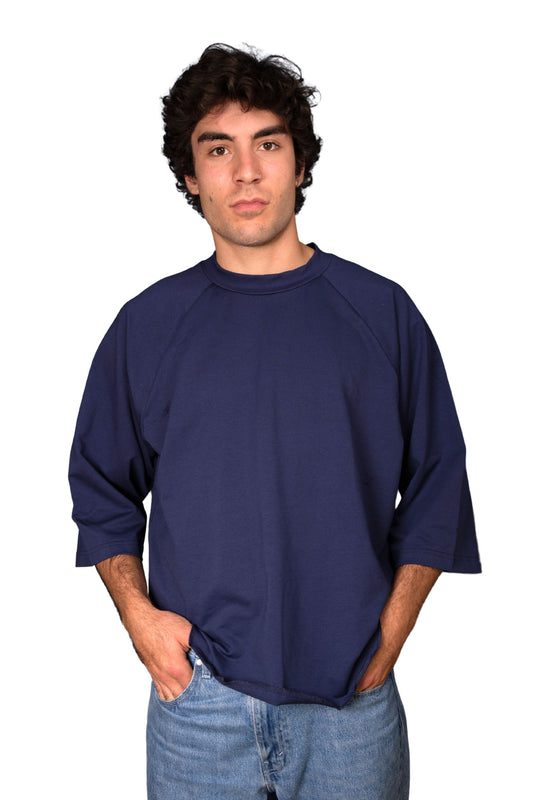 BLUE COTTON JERSEY STURDY "RAGLAN" T-SHIRT